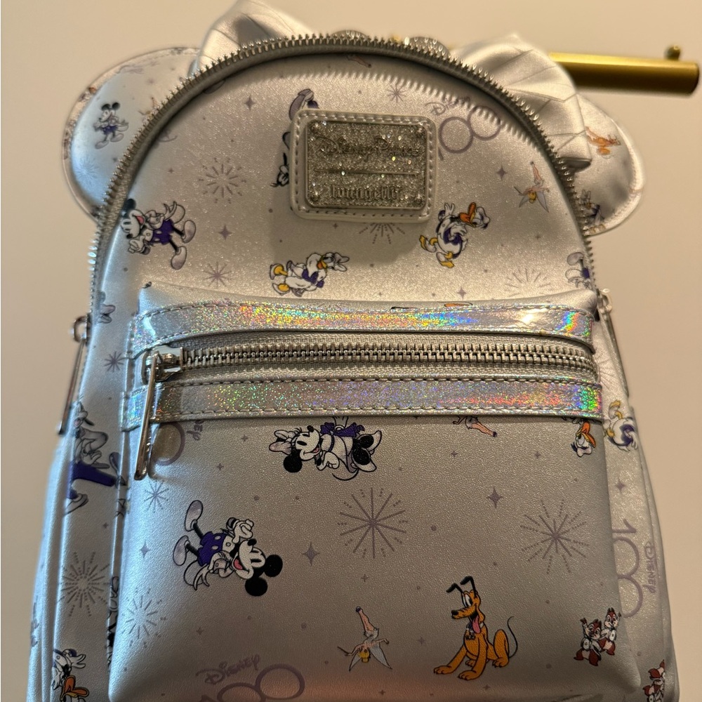 Disney Loungefly 100th Silver Set Backpack and Ears - Picture 3 of 9